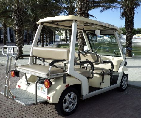 A street legal golf cart requires the driver have a valid driver's license. #streetlegalgolfcart Ezgo Golf Cart Accessories, Seaside Beach Florida, Family Beach Vacations, Golf Cart Repair, Cali House, Street Legal Golf Cart, Beach Vacation Spots, Ezgo Golf Cart, Club Car Golf Cart