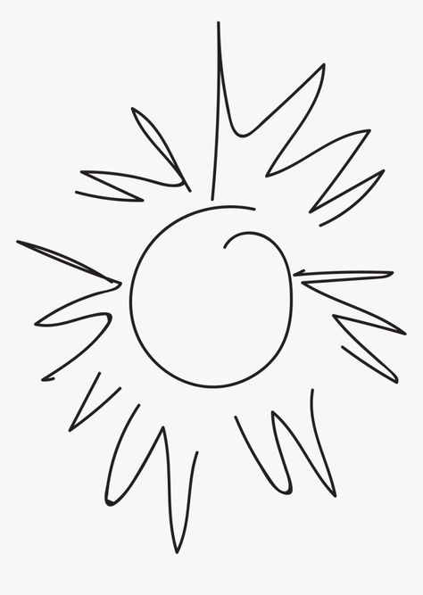 One Line Sun Drawing, Abstract Sun Drawing, Sun Outline Drawing, Sun Drawing Tattoo, Sun Drawing Simple, One Line Art Easy, Sun Line Drawing, Sun Drawing Design, Line Art Sun