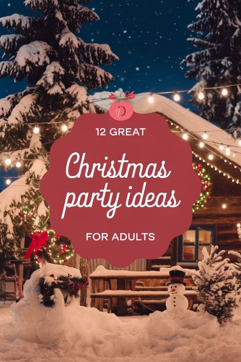 Discover 12 great Christmas party ideas for adults that will make your holiday celebration unforgettable! From festive DIY decorations to delicious holiday-themed cocktails, this list has everything you need to host the perfect Christmas gathering. Get inspired by unique party games, stunning table settings, and creative holiday crafts that will impress all your guests. Whether you're planning a cozy night in with close friends or a lively cocktail party for coworkers, these adult Christmas part What To Do At Christmas Party, At Home Christmas Party Ideas, Moms Night Out Christmas Party, Bonfire Christmas Party, Holiday Party On A Budget, Diy Christmas Activities For Adults, Ladies Night Christmas Party, Unique Christmas Themes Ideas, Themed Holiday Party Ideas