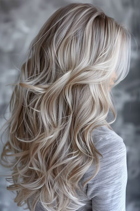 Cool Champagne Blonde Hair, White Blonde Hair With Lowlights, Ash Blonde Hair Ideas, Blonde Highlighted Hair, Blonde Bayalage, Ash Blonde Hair Color, Ashy Blonde Hair, Cool Ash Blonde, Perfect Blonde Hair