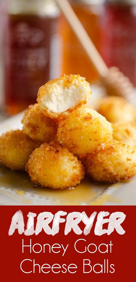 Air Fryer Recipes Chips, Goat Cheese Balls, Honey Goat Cheese, Shape Reclaimed, Fried Goat Cheese, Creamy Goat Cheese, 5 Ingredient Recipes, Food Appetizers, Cheese Balls