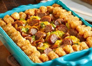 Dinner - Johnsonville.com Brat Recipe, Johnsonville Sausage Recipes, Brat Sausage, Brats Recipes, Winco Foods, Tater Tot Recipes, Sausage Dishes, Tot Casserole, Baked Pasta Recipes