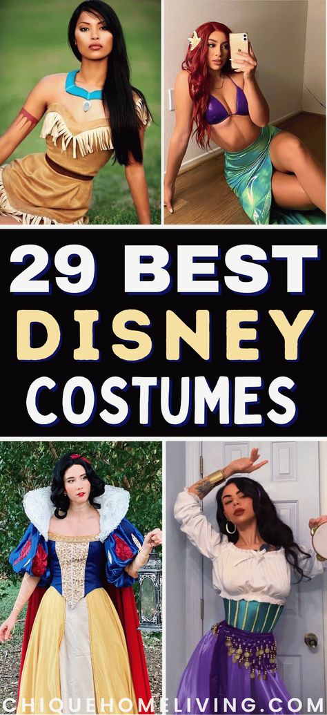 Dreaming of dressing up as your favorite Disney princess? These 29 best Disney princess costume ideas are perfect for both kids and adults who want to embrace the magic of these beloved characters. From the classic elegance of Cinderella and Snow White to the adventurous spirit of Moana and Merida, these costumes bring your favorite fairy tales to life. Womens Disney Costume Ideas, Fairy Tales Outfits, Disney Characters Costumes Ideas, Disney Female Characters Costumes, Magical Costumes Women, Disney Princess Costumes Diy Women, Disney Princess Halloween Costumes Diy, Disney Themed Costumes For Women, Disney Costume Party Ideas