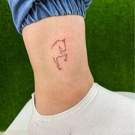 Outline Of Horse Tattoo, Minimalistic Horse Tattoo, Horse Minimalist Tattoo, Horse Related Tattoos, Tiny Horse Tattoo, Fine Line Horse Tattoo, Minimalist Horse Tattoo, Equestrian Tattoo, Tattoos Dedicated To Mom