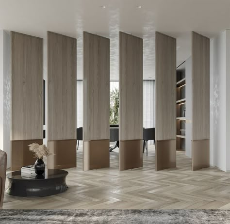 Marble Room, Partition Ideas, Wooden Partitions, Residential Tower, Yabu Pushelberg, Lobby Interior Design, Divider Design, Luxury Modern Homes, Wall Panel Design