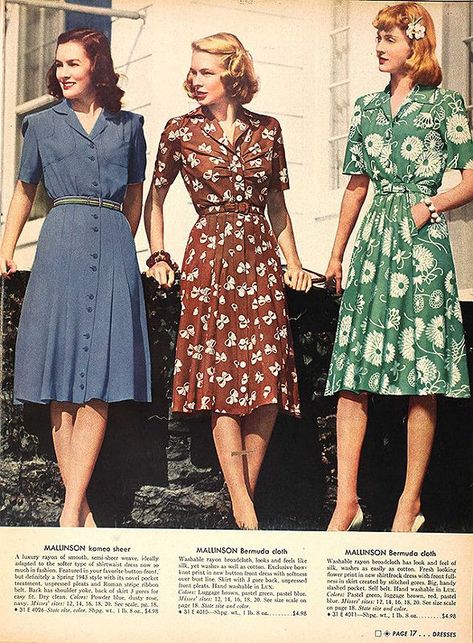 40s Mode, 1940s Fashion Women, Istoria Modei, Mode Retro, Fashion 1940s, Dresses 40s, Three Women, Look Retro, Fashion Days