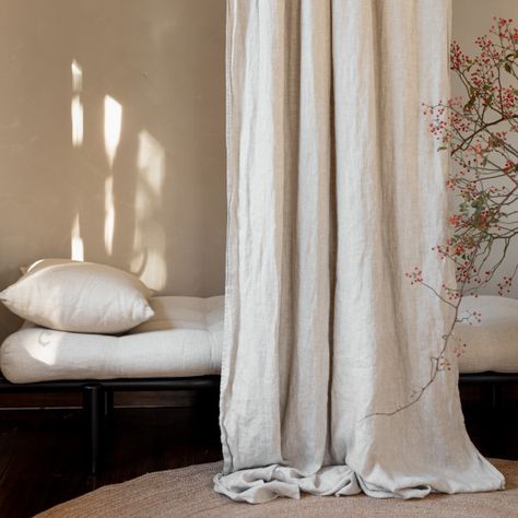 Lime Wash Walls, Organic Bedroom, Sheer Linen Curtains, Linen Curtain Panels, Riverside House, Abandoned Mansion, Linen Curtain, Neutral Bedroom, Earth Color