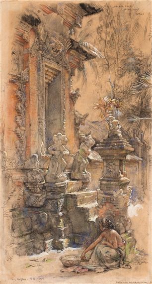 Willem Gerard Hofker, Bali Painting, Indonesian Art, Psy Art, Academic Art, Temple Art, Chinese Art Girl, Classic Paintings, Landscape Artist