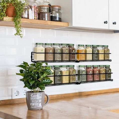 Spice Rack Kitchen Cabinet, Wall Spice Rack, Cabinet Door Storage, Hanging Spice Rack, Cabinet Spice Rack, Spice Jar Storage, Wall Mounted Spice Rack, Premium Spices, Metal Storage Racks