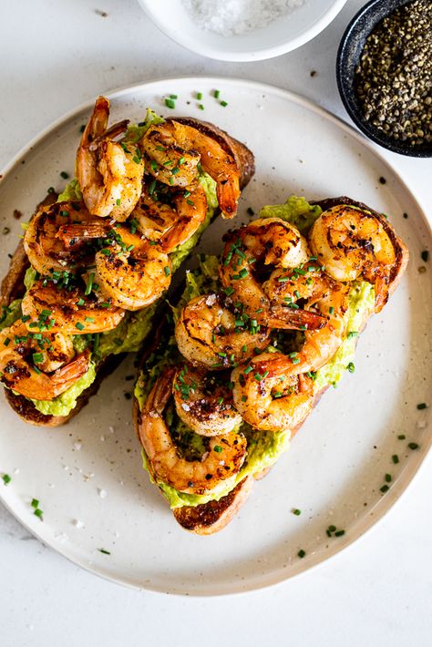 Shrimp Avocado Toast, Seafood Breakfast Recipes, Bruschetta Shrimp, Shrimp Breakfast, Shrimp Avocado Recipes, Seafood Breakfast, Shrimp Bruschetta, Avocado Bruschetta, Shrimp Appetizer Recipes