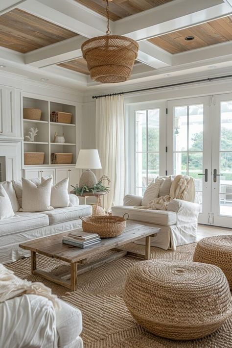 Neutral Coastal Decor, Coastal Cottage Living Room, Modern Coastal Living Room, Coastal Calm, Modern Coastal Home, Farmhouse Living Room Decor Ideas, Modern Farmhouse Living, Coastal Interiors Design, St Barths