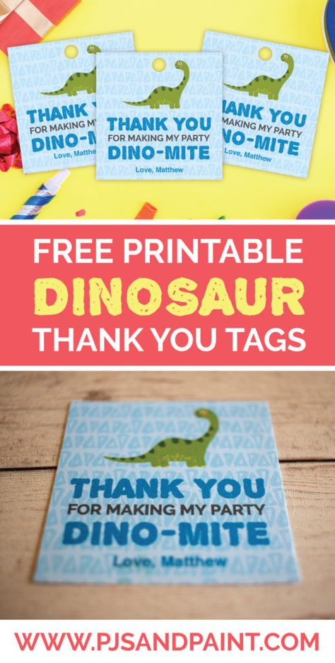 Dinosaur Party Thank You Tags, Dinosaur Tags Free Printable, Dinosaur Thank You Tags, Dinosaur Goody Bag Ideas, Diy Dinosaur Party, Dinosaur Party Ideas, Dinosaur Patterns, Jurassic Park Birthday Party, Babby Shower