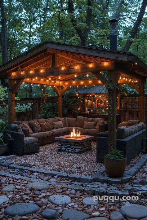 #BackyardDecor #BackyardDecoratingIdeas #BackyardDecorDiy #BackyardDecorIdeas #BackyardDecoratingIdeasOnABudget Backyard Fire Pit Ideas, Gazebo With Fire Pit, Outdoor Fire Pit Area, Fire Pit Lighting, Backyard Fire Pit, Fire Pit Cover, Fire Pit Ideas, Fire Pit Area, Outdoor Gazebos