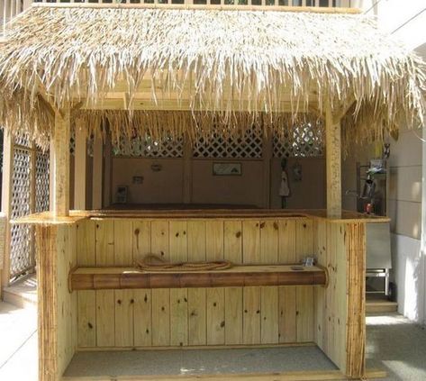 A tiki bar right in your own backyard? Why not! Diagonal Bookshelf, Pallet Tiki Bar, Diy Tiki Bar, Compost Sifter, Tiki Bars Backyard, House Trellis, Tiki Bars Diy, Tiki Ideas, Tikki Bar