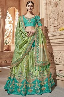 Picture of Supreme sea green & light green lehenga Multicolour Lehenga, Lehenga Sabyasachi, Handwork Lehenga, Dresses Lehenga, Heavy Lehenga, Heavy Dupatta, Lehenga Bridal, Indian Wedding Lehenga, Sabyasachi Lehenga