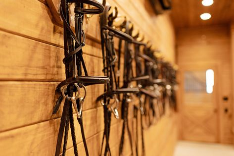 A Tack Room with Custom Cabinetry Offers a Place for Everything - STABLE STYLE Saddle Racks, Stable Style, Barn House Design, Dover Saddlery, Horse Camp, A Place For Everything, Horse Bridle, Tack Room, Horse Ranch