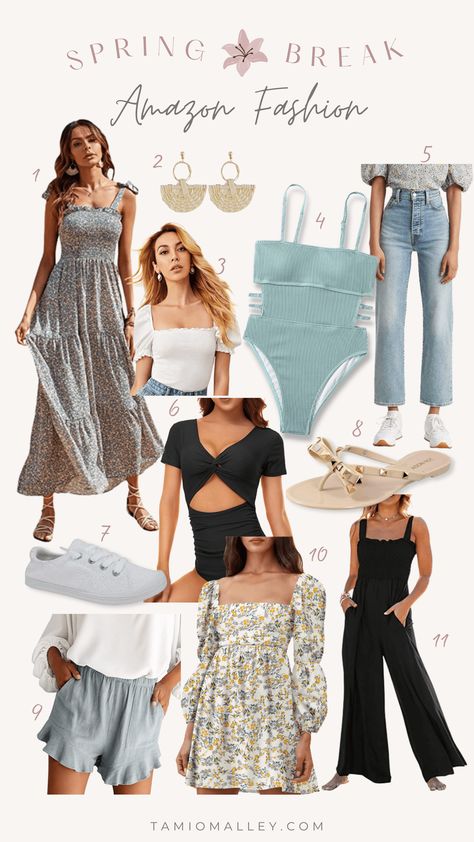 Mom Spring Break Outfits, Spring Vacation Maxi Dress By Amazon, Amazon Outfits Women Spring 2024, Amazon Spring Dress For Day Out, Amazon Clothing Finds Summer, Amazon Spring Fashion 2024, Amazon Spring Day Out Dress, Amazon V-neck Spring Tops, Spring Break Essentials