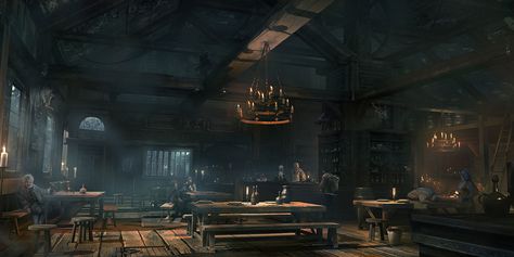 Pub Interior - Characters & Art - Thief Taverna Medieval, Interior Concept Art, Pub Interior, Concept Art Character, Fantasy Setting, Fantasy Places, Interior Concept, Salou, Environment Design