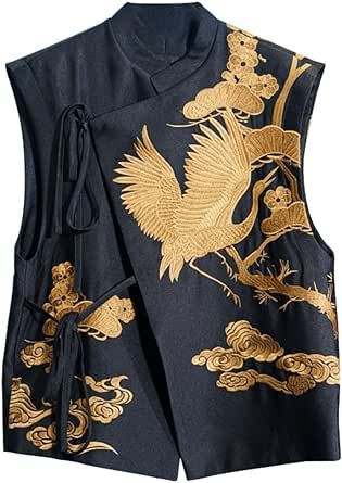 Chinese Style Buckle Tang Suit Vest Women Embroidery Sleeveless Lace-Up Jacket Suit Vest Women, Floral Embroidered Shirt, Tunic Tops Summer, Women Embroidery, Tang Suit, Summer Tunics, Vest Women, Collars For Women, Suit Vest