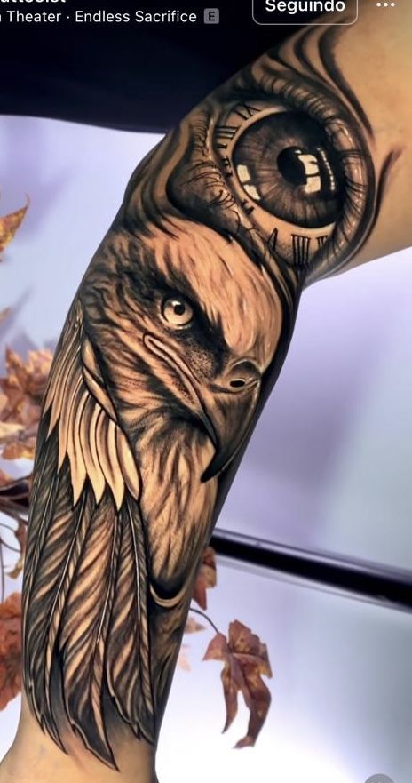 Eagle Leg Tattoo For Women, Eagle Tattoo Forearm, Eagle Tattoo Arm, Armor Sleeve Tattoo, Angel Tattoo Arm, Eagle Shoulder Tattoo, Bald Eagle Tattoos, Forearm Cover Up Tattoos, Leg Sleeve Tattoos