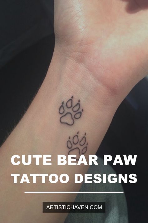 Fine Line Bear Paw Tattoo, Micro Bear Tattoo, Bear Claw Tattoo Women, Small Bear Paw Tattoo, Bear Paw Tattoos For Women, Bear Paw Print Tattoo, Bear Paw Tattoo, Paw Tattoo Ideas, Baby Bear Tattoo