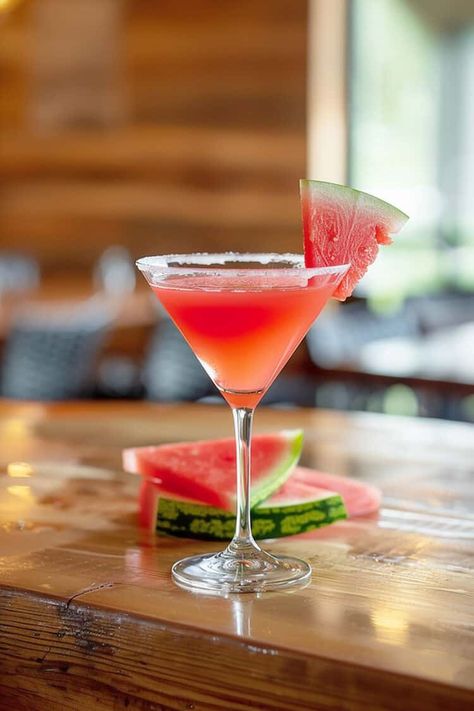 The Watermelon Martini Recipe Watermelon Martini Vodka, Spicy Martini, Summer Martini Recipes, Watermelon Martini Recipe, Vodka Martini Recipes, Margarita Truck, Watermelon Cocktail Recipes, Summertime Cocktails, Watermelon Martini