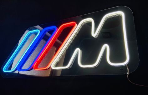 M Power - LED Neon Sign, Gift For a Car Enthusiast, Interior Decor, Room decor, Wall Decor, Custom Sign, Bedroom Light, LED ART, Kids' Room by NeonovaCZ on Etsy Car Neon Sign, Bmw M Logo, Neon Sign Logo, Amg Car, Led Art, Logo Neon, Gamer Room Decor, Sign Logo, M Power