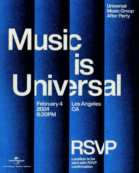 So excited to share my invite design & logo for @universalmusicgroup afterparty – Music Is Universal 💙 Thank you @connorkrill for the AD! … | Instagram Invite Design, Commercial Ads, Universal Music Group, Music Logo, Instagram Design, Music Is, Design Logo, Invitation Design, So Excited