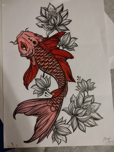 Fam Tattoo, Mommy Daughter Tattoos, Disney Stitch Tattoo, Geisha Tattoo Design, Koi Tattoo Design, Fish Coloring, Koi Fish Drawing, Lotus Tattoo Design, Stitch Tattoo