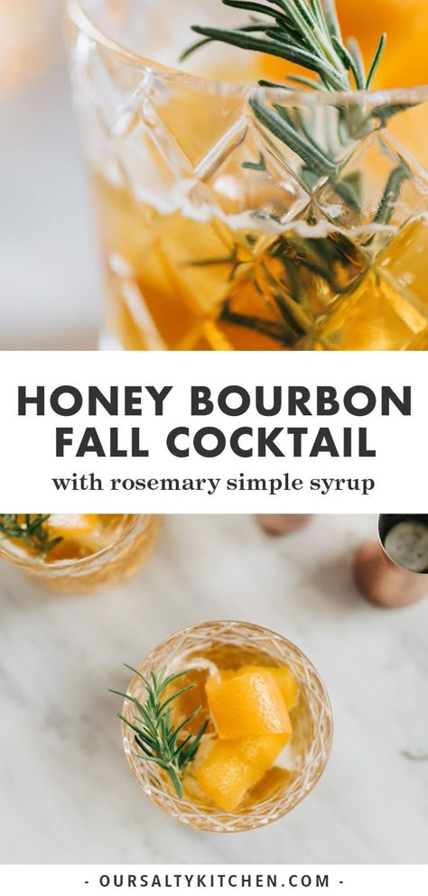 Rosemary Honey, Honey Cocktail, Cocktails Easy, Honey Simple Syrup, Honey Bourbon, Rosemary Simple Syrup, Spicy Cocktail, Cocktail Decoration, Winter Cocktail