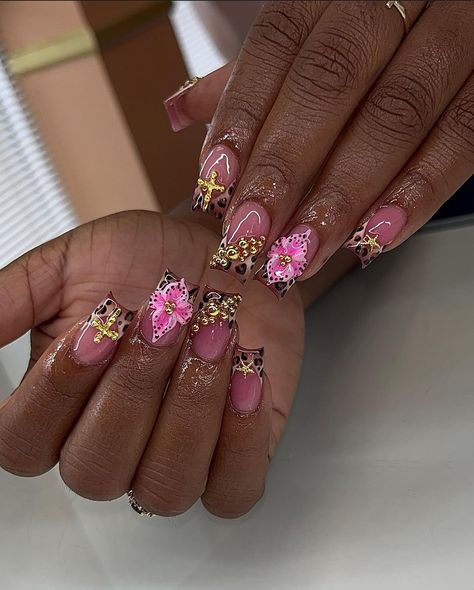 Pink Long Birthday Acrylic Nails, Pink Acrylic Nails Extra, Acrylic Nail Designs Baddie, Pink Extra Birthday Nails, Pink Xl Acrylic Nails, Pink Nail Sets With Charms, Hard Nails, Punk Nails, Ombre Acrylic Nails