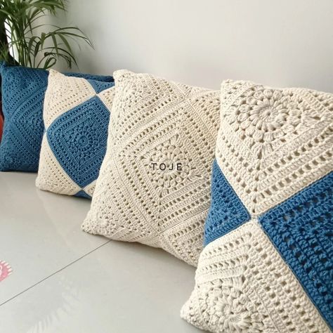 Denim Delight | Modern Aesthetic Touch Our New Creation | Crochet Cushion Cover Set of 5 . .Dm to book or for more details ! [Crochet cover, crochet cushion cover, crochet pillow shams, pinteresty cushion, home decor, living room decor] #crochetcushioncover #tojeofficialstore #pillowshams #denimcushion #trendinreels #motherssupportingmothers #mothersdaygiftideas Cushion Cover Crochet, Cushion Tutorial, Crochet Cushion, Crochet Cushion Cover, Crochet Cover, Designing Ideas, New Creation, Crochet Cushions, Crochet Pillow