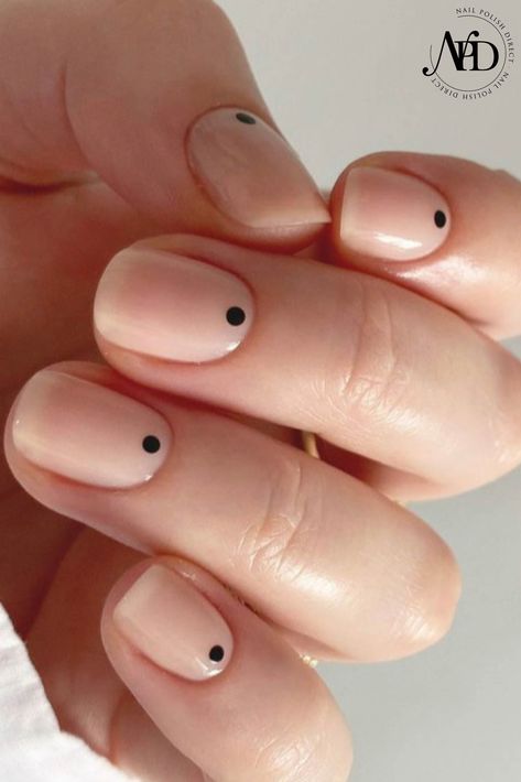 Black Dot Nails, Square Oval Nails, Dot Nail Designs, Short Nail Manicure, Sheer Nails, Dot Nail Art, Nail Techniques, Minx Nails, Minimalist Nail Art