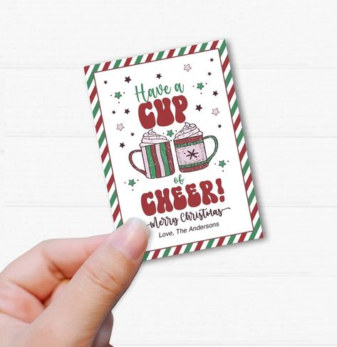 Printable Christmas Gift Tag. Have a Cup of Cheer. Teacher - Etsy Mexico Cup Of Cheer Printable Free, Christmas Tag Templates, Have A Cup Of Cheer, Cup Of Cheer, Free Printable Tags, Merry Christmas Love, Christmas Gift Tag, Gift Tag Template, Christmas Gift Tags Printable