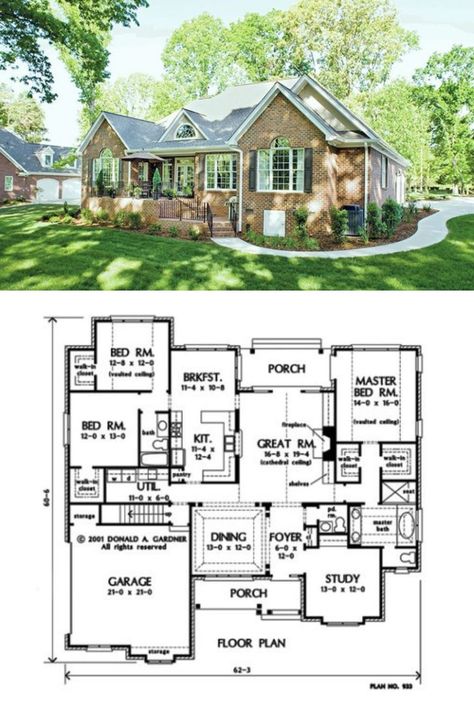 If you want to see beautiful rustic cottagecore interior design, then check out this gallery featuring The Yankton's 3-bedroom one-story southern traditional cottage house plans with bonus room. Shown charming red brick cottage exterior of the home. Explore this cottagecore house plan and other cottage house plans at Homestratosphere. Floor plan is from Don Gardner architects. Cottage Core House Floor Plan, Cottagecore Floor Plan, Cottage Floor Plans 4 Bedroom, Cottagecore House Floor Plan, Cottagecore House Plans, Cottage House Layout, Cottage Floor Plans One Story, Cottagecore House Exterior, Single Story Modern Farmhouse