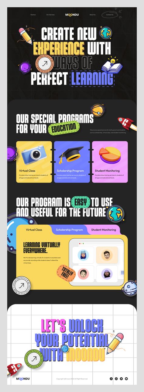 Colorful Landing Page, Sticker Website Design, Book Web Design, Neobrutalism Web Design, Creative Web Design Layout, Sticker Website, Website Design Colorful, Colorful Web Design, Education Landing Page