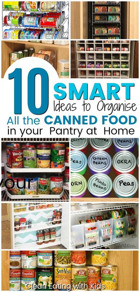 Can Good Storage Ideas, Canned Food Storage Ideas, Canned Good Storage, Clean Eating With Kids, Diy Pantry Organization, Food Storage Ideas, Canned Food Storage, Food Pantry Organizing, Long Term Food Storage