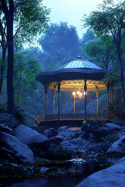 Peach Room, Forest At Night, Kiosk Design, Night Forest, Art Academy, The Alpha, Blue Hour, Digital Artists, S Art