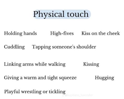 The Different Love Languages, Physical Affection Love Language, How To Show Physical Touch Love Language, Love Language Touch, Intentional Dating, Marriage Vision Board, Types Of Love Language, Love Language Physical Touch, Different Kinds Of Love