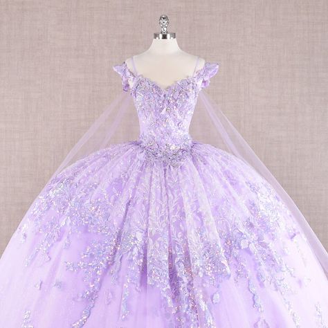 Prom Dresses Ball Gown Purple, Lavender Quinceanera Dresses Long Sleeve, Lavender Quince Dress With Butterflies, Rapunzel Quince Dress, Royal Purple Ball Gown, Light Purple Quince Dresses, Lavender Quinceanera Decorations, Lavender Quince Dress, Wedding Dresses Purple