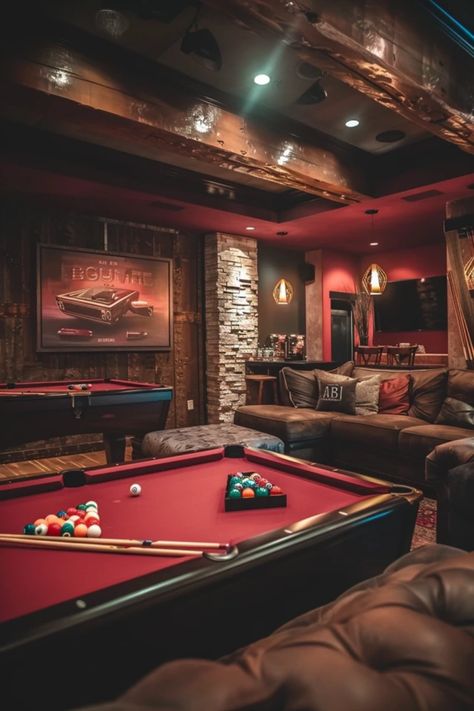 Looking to spruce up your basement into the perfect man cave? Check out these cool ideas that take your space from drab to fab! From cozy seating to entertainment zones, we've got something for everyone. Create a chill vibe with lighting and decor that match your style, whether it's sports themed, gaming paradise, or a sleek modern look. Discover the must-have man cave accessories and tips on creating your ideal hideout where you can kick back and relax. Let's transform your space and give it that personal touch you crave! Red And Black Man Cave, Diy Man Cave, Cool Man Cave, Ideas For Basement, Man Cave Inspiration, Classy Man Cave, Outdoor Man Cave, Man Cave Ideas, Comfortable Outdoor Furniture