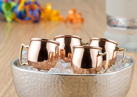 Old Dutch 2 oz. copper shot mugs, $40/set of 8 Water Dispenser Stand, Copper Mule Mugs, Mule Mugs, Copper Moscow Mule Mugs, Copper Cups, Pot Storage, Mini Copper, Copper Mugs, Old Dutch