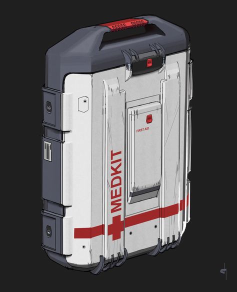 ArtStation - Medkit, David Heidhoff Scifi Design, Editing In Photoshop, Sci Fi Props, Sci Fi Tech, Spaceship Interior, Props Concept, Sci Fi Design, Sci Fi Environment, Retro Gadgets