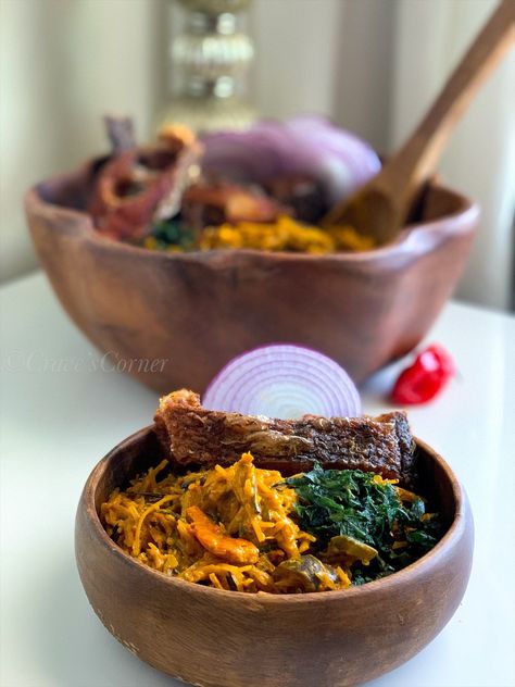 Abacha - African Salad... African Salad, Salad Diet, Dried Shrimp, Nigerian Food, Bean Seeds, Smoked Fish, Kinds Of Salad, 2 Cups, 1 Cup