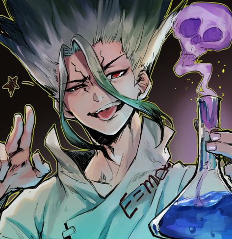 Dr. Stone Fanart, Senku Ishigami, Stone World, E Mc2, Dr Stone, Fanarts Anime, Cute Anime Pics, What’s Going On, Handsome Anime Guys