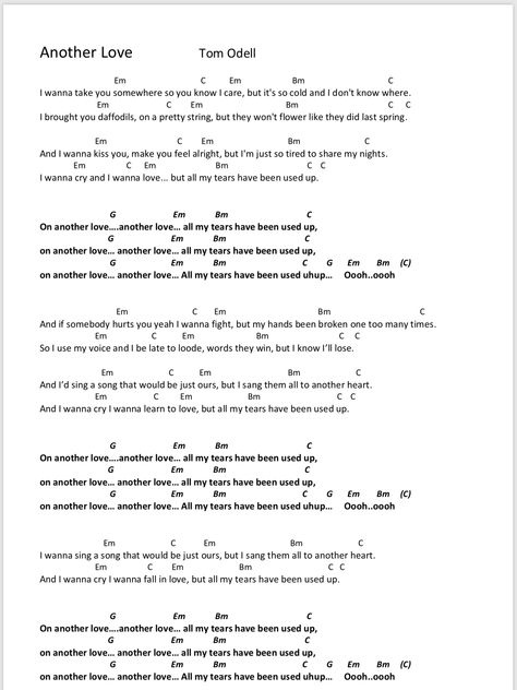 Another love Songtext und Chords Another Love Ukulele Chords, All Of Me Guitar Chords, Iris Goo Goo Dolls Guitar Chords, Another Love Guitar Chords, All I Want Ukulele Chords, Easy Song Chords Guitar, Songs Chords Piano, Iris Guitar Chords, Your New Boyfriend Guitar Chords