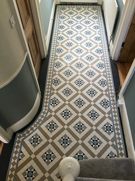 Victorian Hallway Tiles, Victorian Mosaic Tile, Hallway Tiles, Hallway Tiles Floor, Hall Tiles, Mosaic Floor Tiles, Hall And Stairs, Victorian Hallway, Victorian Floor Tiles