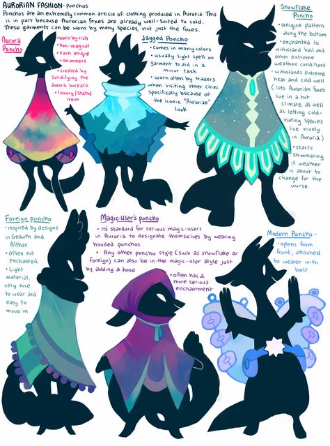 http://floraverse.com/comic/references/210-aurorian-fashion-ponchos/ Poncho Art Reference, Poncho Drawing Reference, Poncho Reference, Poncho Character Design, Poncho Drawing, Species Design, Open Species, Original Species, Closed Species