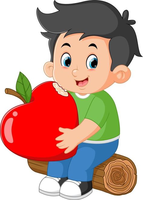 cute boys sitting and eating a big heart shaped apple Apple Cartoon, Apple Clip Art, Apple Template, Beauty Salon Posters, Vector Animation, Apple Art, Tutorials Drawing, Apple Apple, Apple Shaped