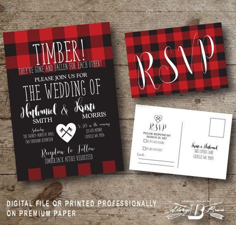 Lumberjack Wedding, Flannel Wedding, Diy Plaid, Lumberjack Theme, Plaid Wedding, Camping Wedding, Paul Bunyan, Vermont Wedding, Wedding Invitation Sets